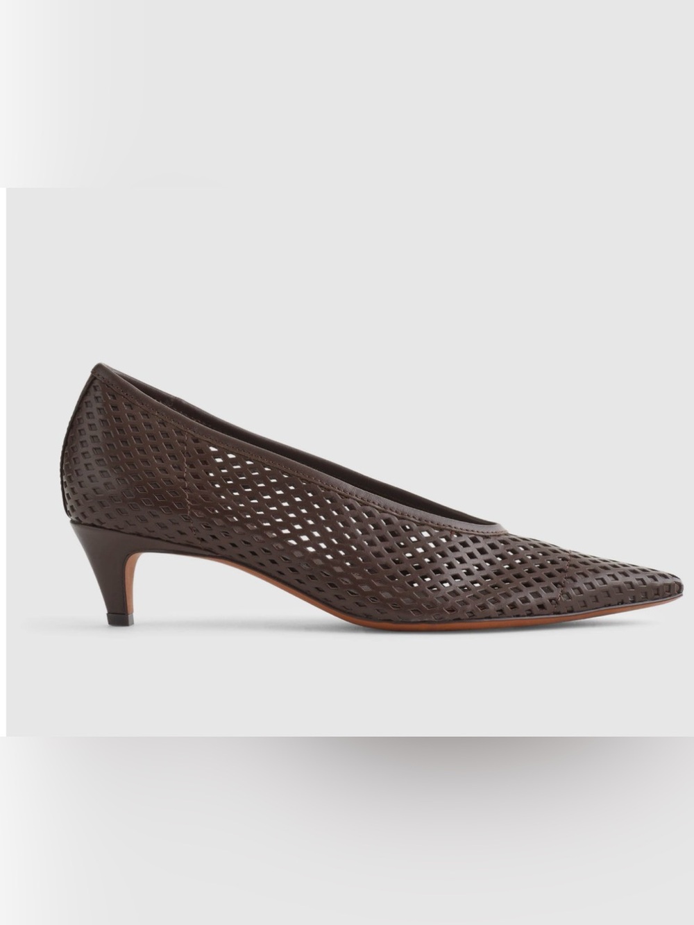 Madewell Dark Brown Perforated Low-Kitten Heel Pump